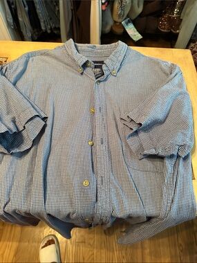 Catalina Blue Gingham Short-Sleeve Button-Down Shirt